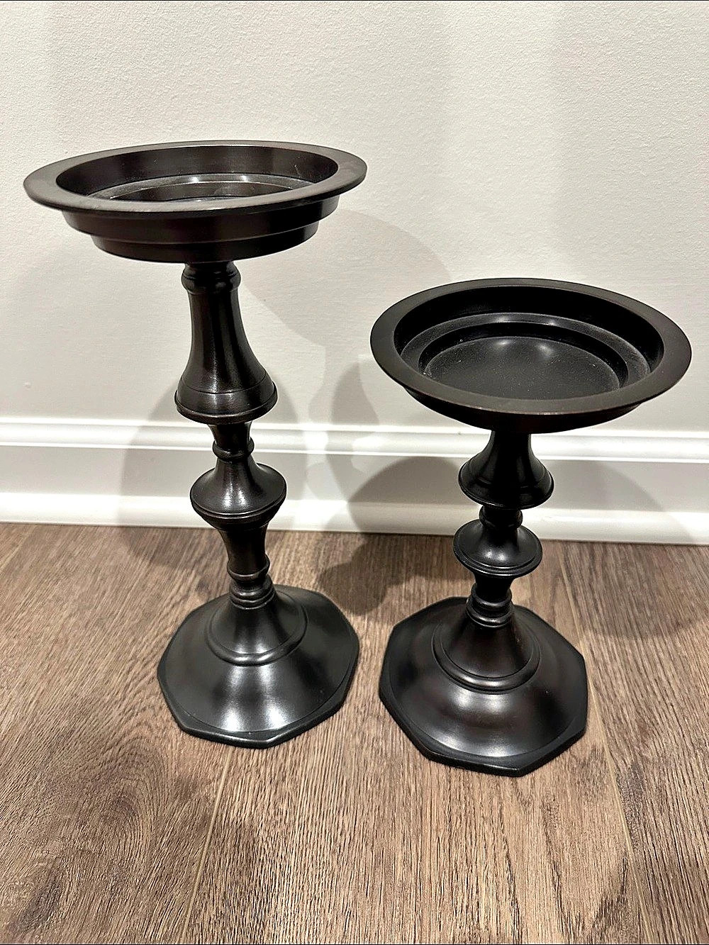 Black/Bronze Pedestal Candle Holders Set of 2